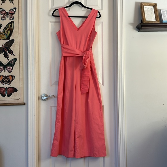 J.Crew Pink Wrap Tie Stretch Poplin cotton Jumpsuit size 6 - Picture 3 of 8